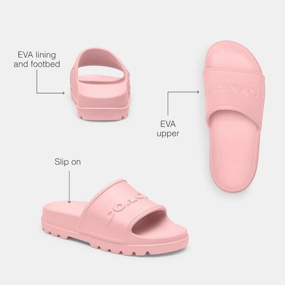 Coach Jesse Slide Sandals Women’s Size 11 Pink Rubber Logo Slip-On Comfort - Picture 4 of 5